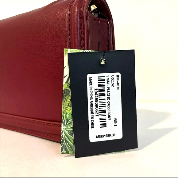 Badgley Mischka red wine pleated Crossbody purse NWT - Picture 10 of 13